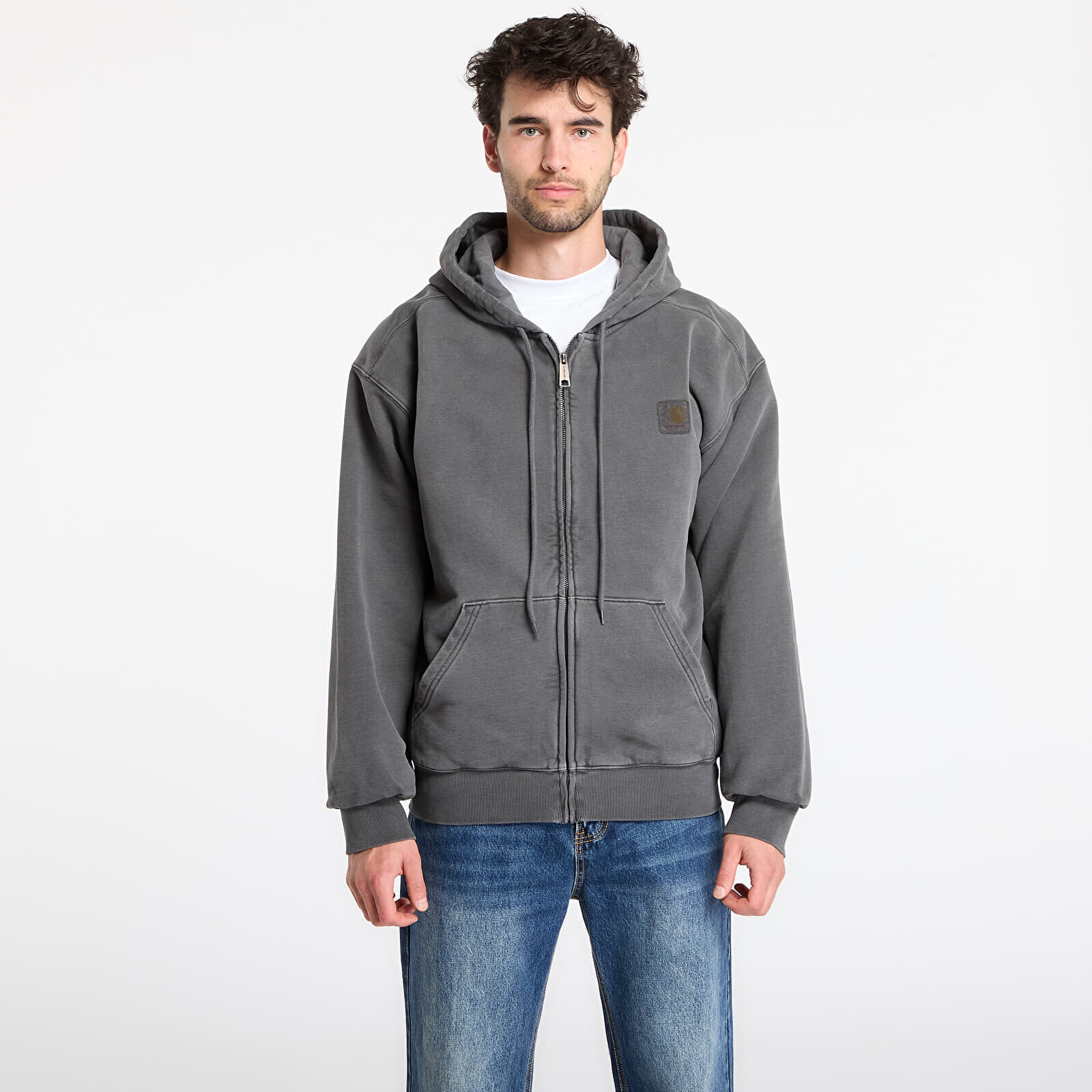 Sweatshirt Carhartt WIP Hooded Vista Jacket Black Garment Dyed XS