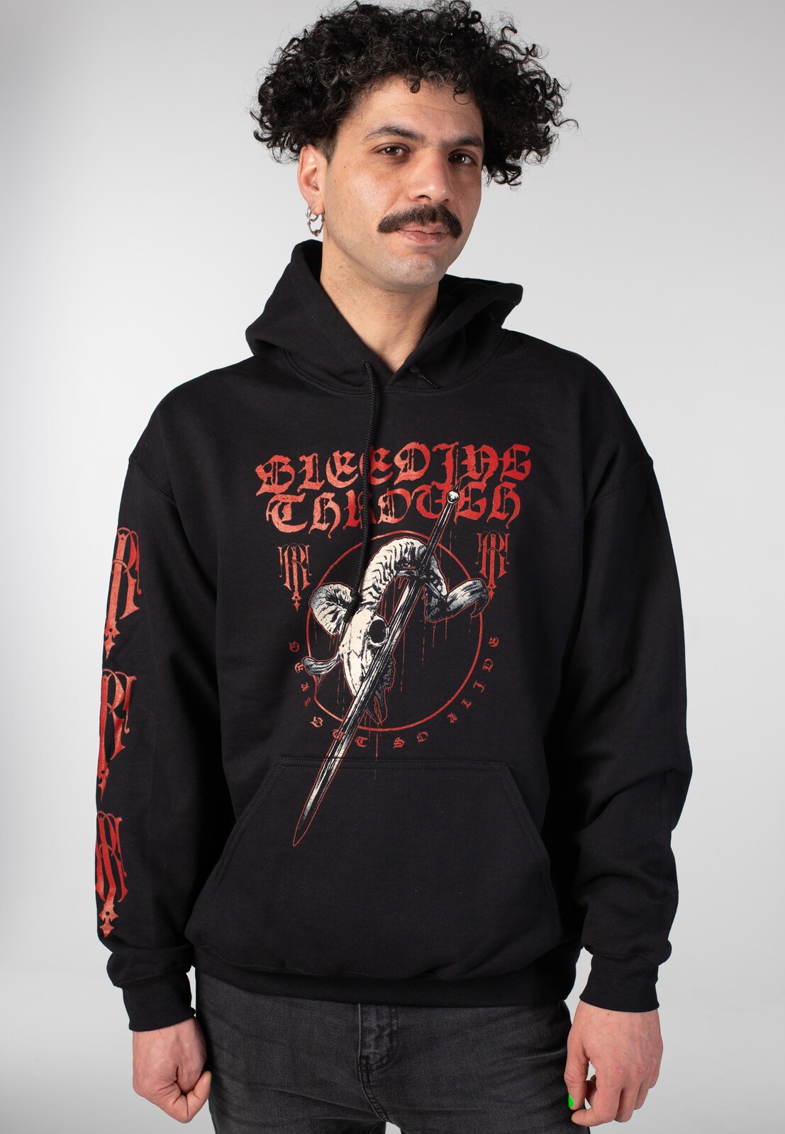 Bleeding Through - Ram Skull - Hoodie - black - L - 50% Cotton, 50% Polyester