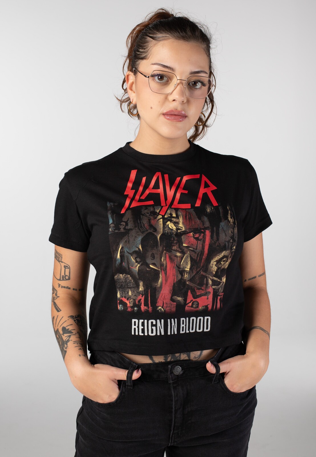 Slayer - Reign In Blood Crop - Girly - black - L - 100% Cotton