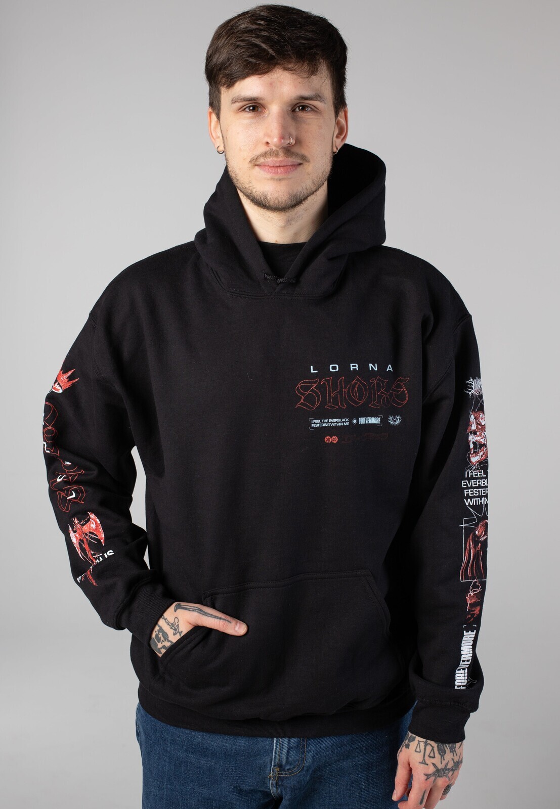 Lorna Shore - Red Skull - Hoodie - black - L - 50% Cotton, 50% Polyester,Sweat