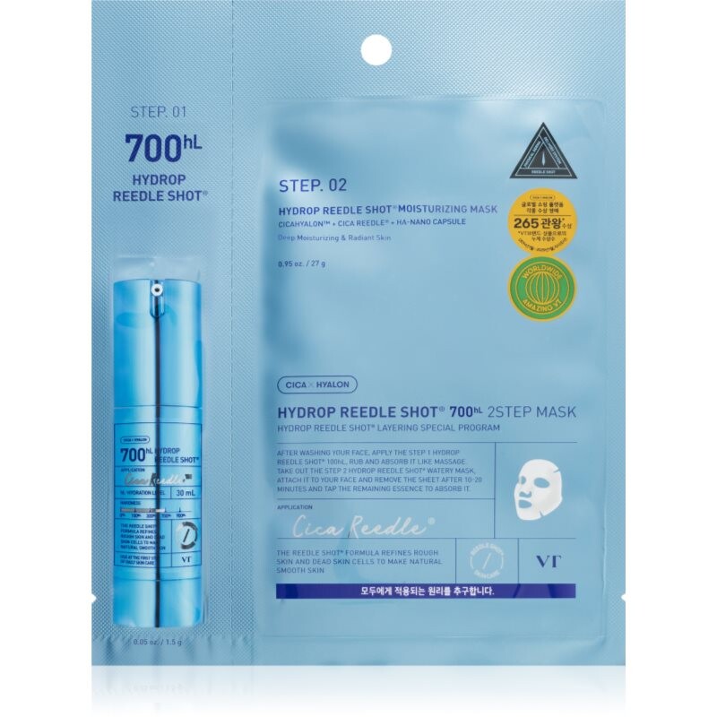 VT Cosmetics Hydrop Reedle Shot 700hL 2 Step Mask deeply moisturising mask for two-phase skin treatment 28.5 g