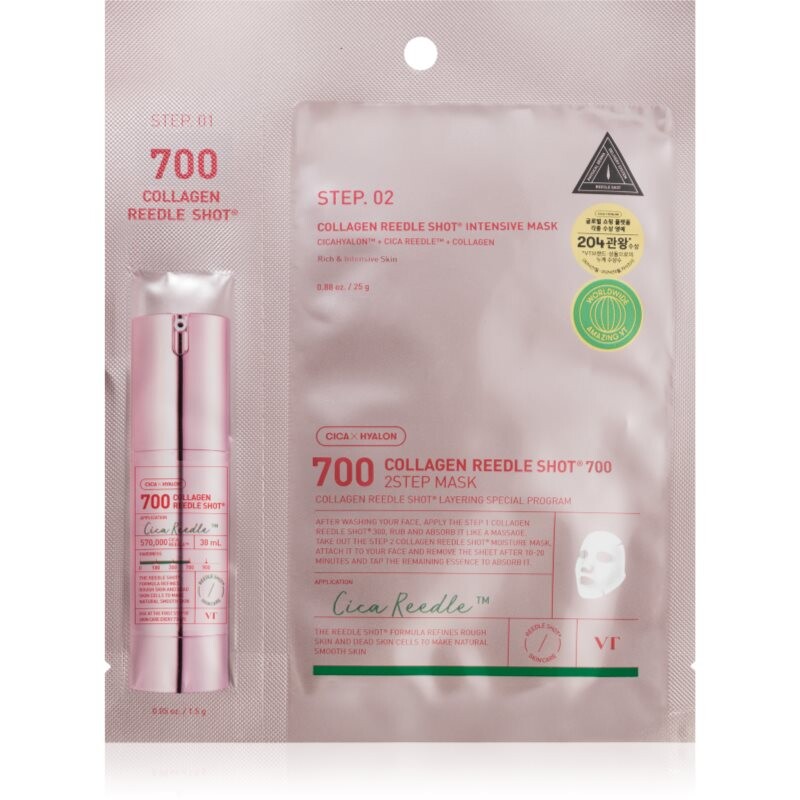 VT Cosmetics Collagen Reedle Shot 700 2-Step Mask lifting and firming mask for two-phase skin treatment 28.5 g