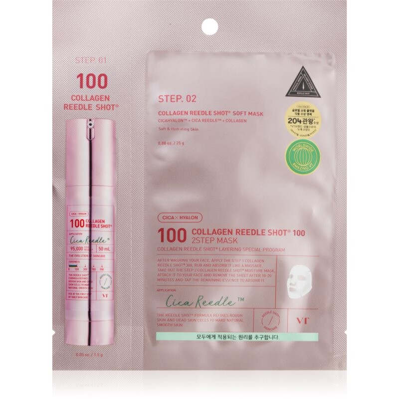 VT Cosmetics Collagen Reedle Shot 100 2 Step Mask lifting and firming mask for two-phase skin treatment 26.5 g