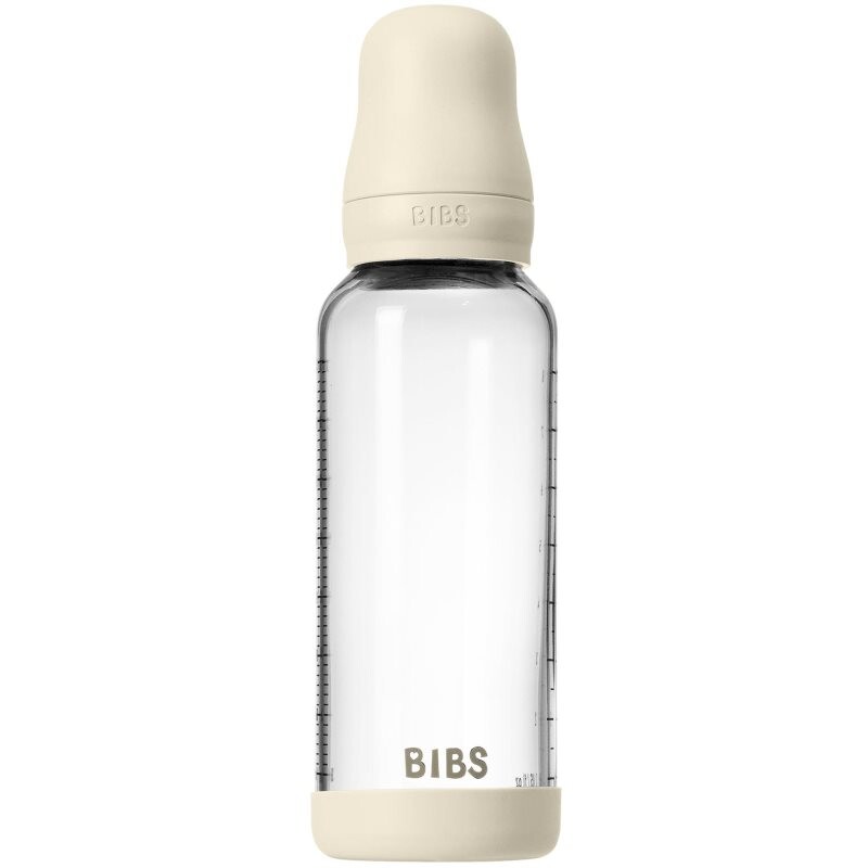 BIBS Baby Glass Bottle Round Latex anti-colic bottle Ivory 240 ml