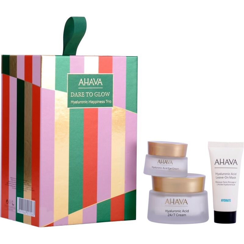 AHAVA Dare to Glow Hyaluronic Happiness Trio gift set for intensive hydration