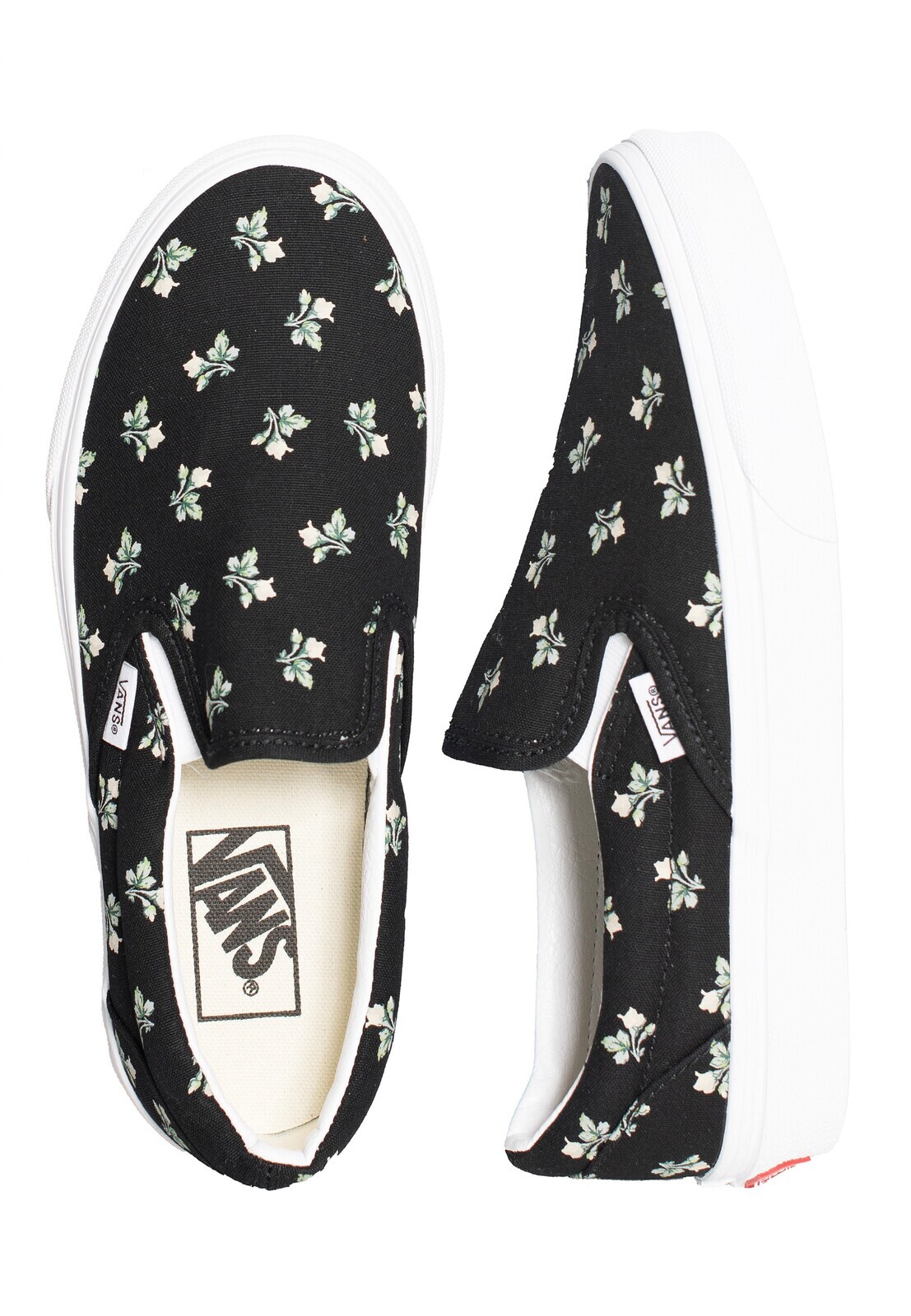 Vans - Classic Slip-On Floral Black - Girl Shoes - black - EU 40 - Textile/Textile/Rubber,Canvas