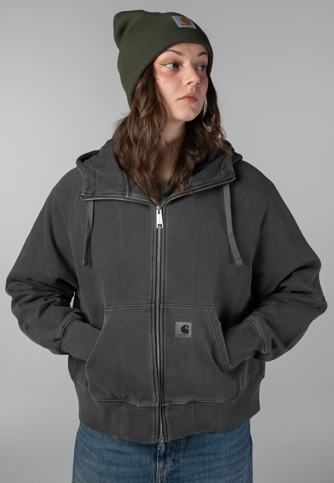 Carhartt WIP - W' Hooded Torion Grind Wash Black - Jacket - black - L - 100% Cotton