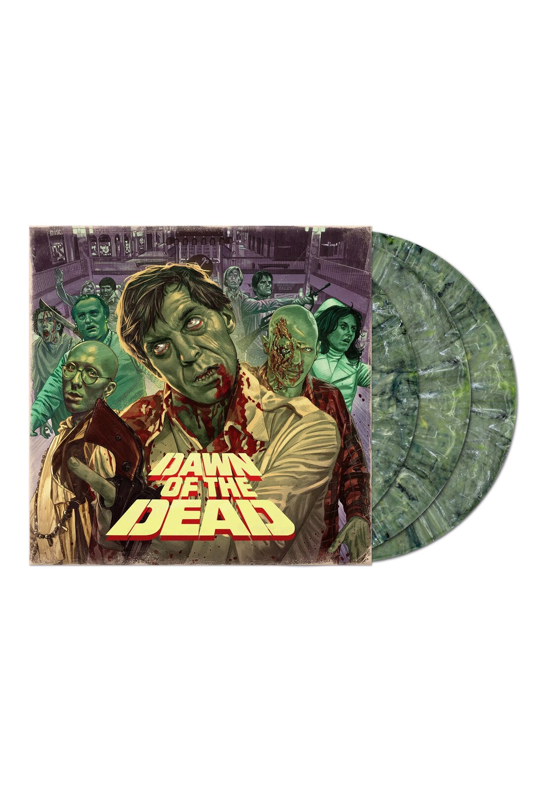 Dawn Of The Dead - Dawn Of The Dead (Library Cues) OST Ltd. Green w/ Black/White - Colored 3 Vinyl