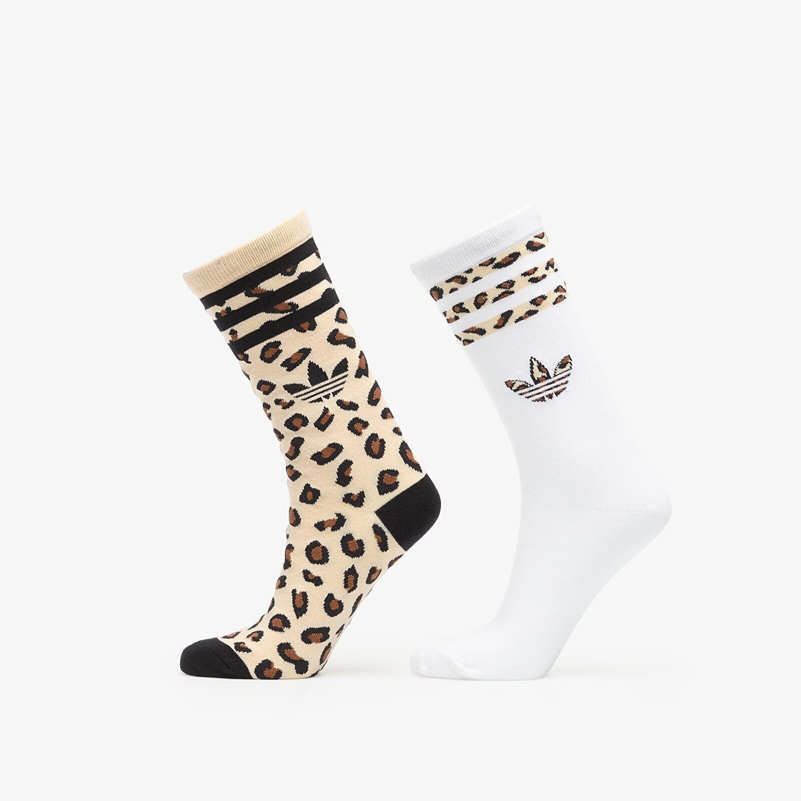 adidas Leopard Crew Sock 2-Pack Sand Strata/ Black S