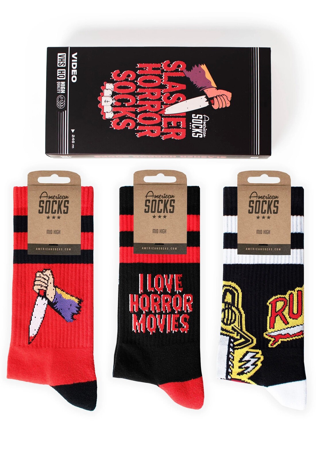 American Socks - Slasher VHS - Gift Box - multicolored - Onesize - 67% Cotton, 21% Polyamide, 6% Polyester, 6% Elastane