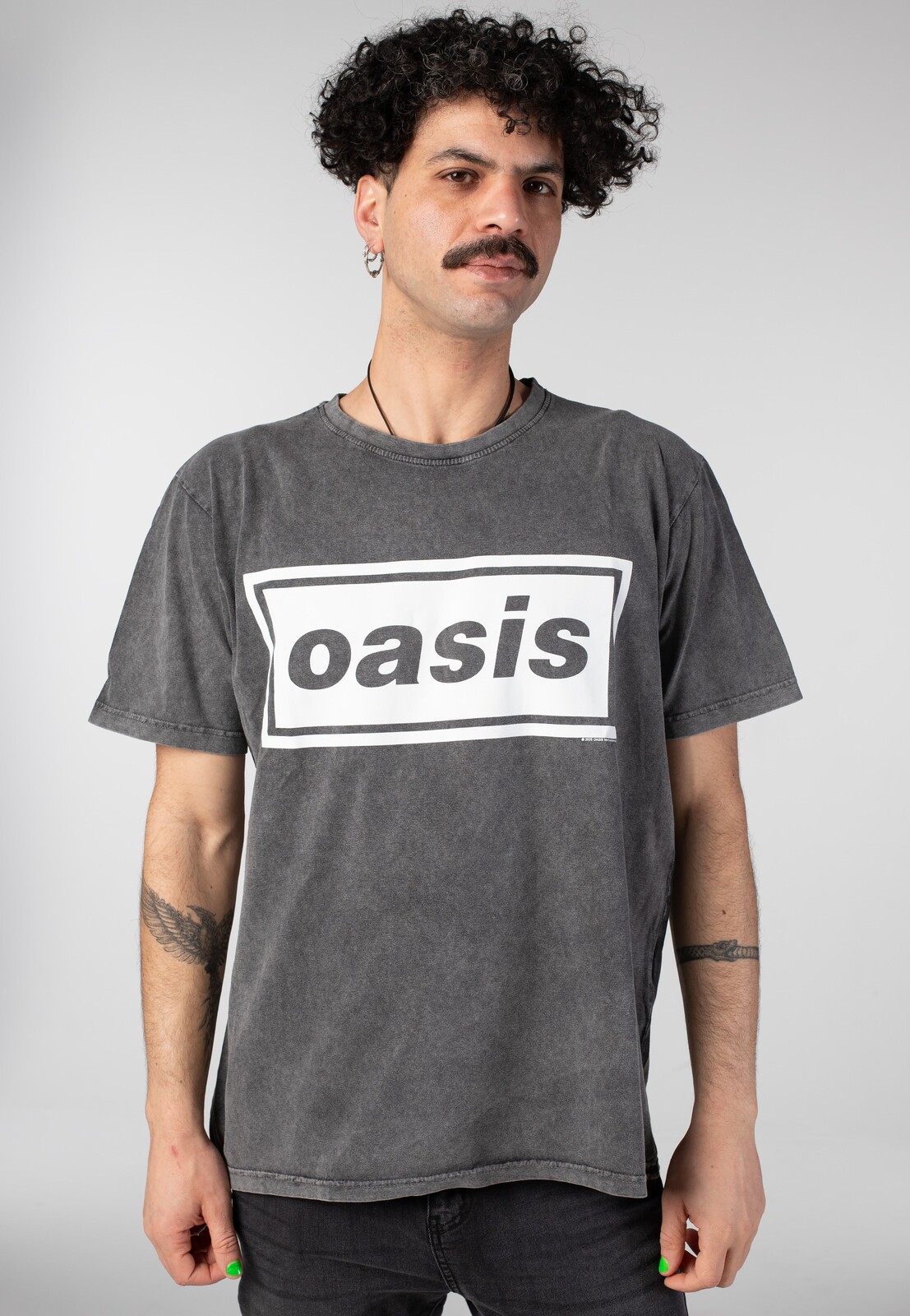 Oasis - Decca Logo Washed - T-Shirt - grey - L - 100% Cotton