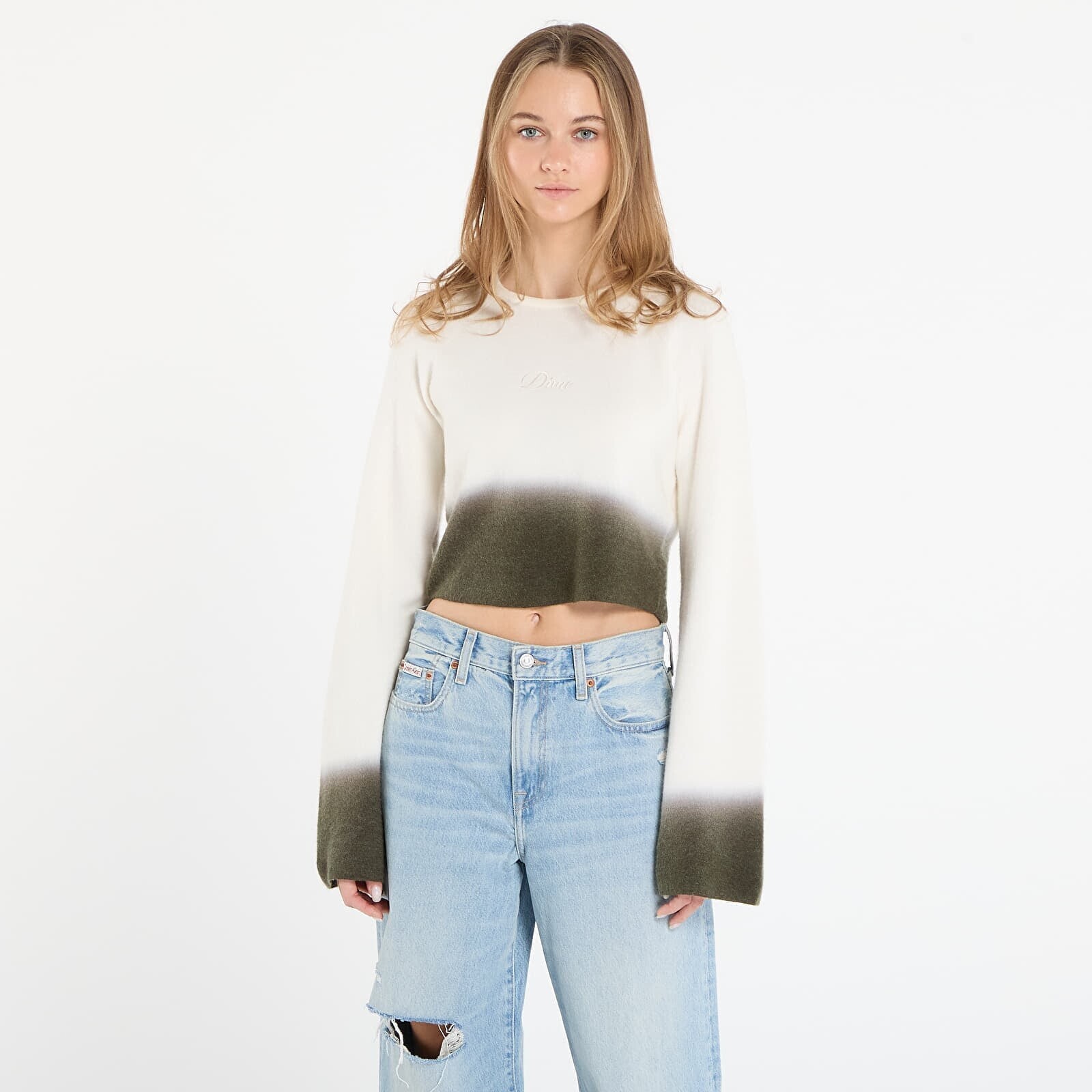 Sweater DIME Cropped Mohair Knit Gradient Cream XL