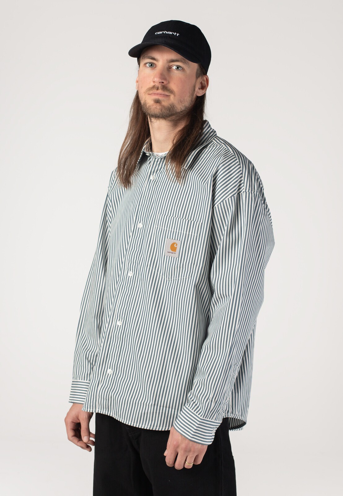Carhartt WIP - Daldry Daldry Stripe Office Blue/Wax - Shirt - blue - L - 100% Cotton