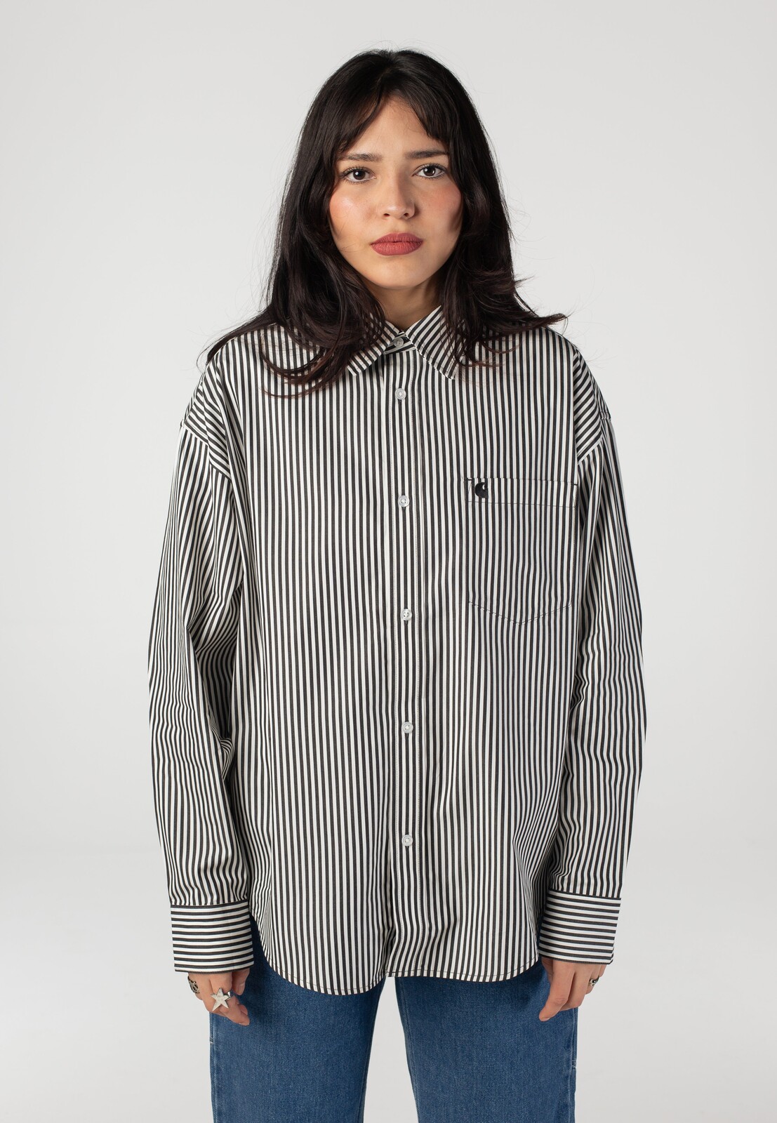 Carhartt WIP - W‘ Daldry Daldry Stripe Black/Wax - Shirt - black - L - 100% Cotton