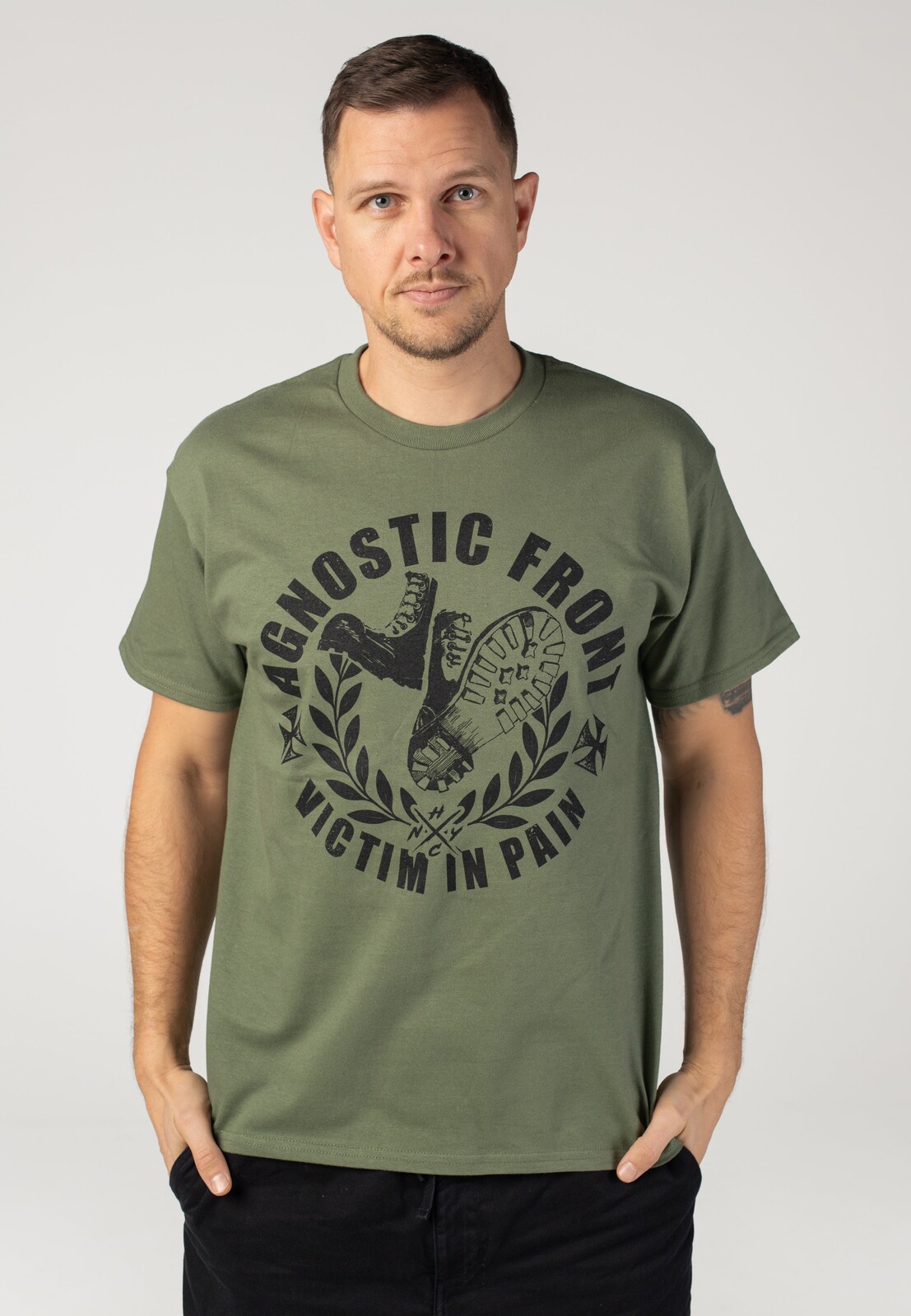 Agnostic Front - Victim In Pain Military Green - T-Shirt - green - L - 100% Cotton