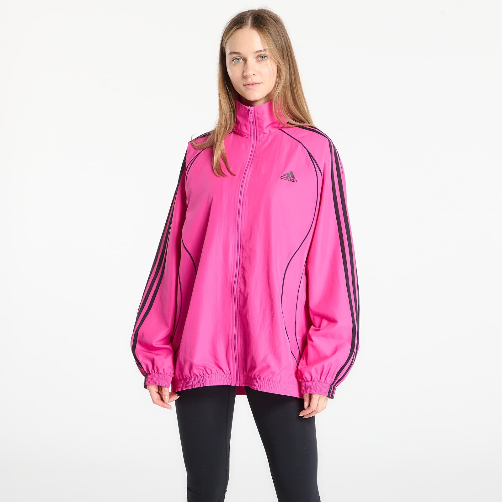 Jacket adidas Teamgeist Adicolor Oversized Woven Track Top Semi Lucid Fuchsia/ Better Scarlet/ Off White L