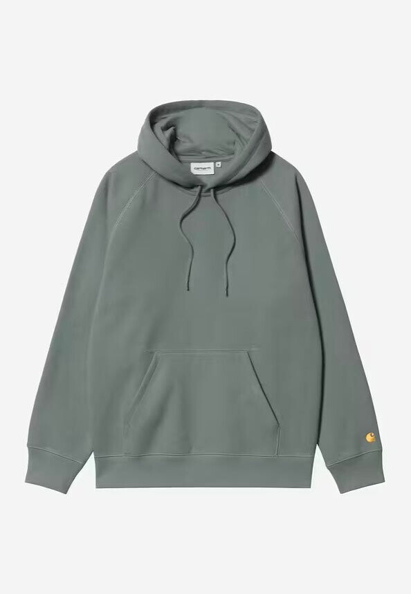 Carhartt WIP - Hooded Chase Velvet Green/Gold - Hoodie - green - L - 59% Cotton, 41% Polyester,Sweat