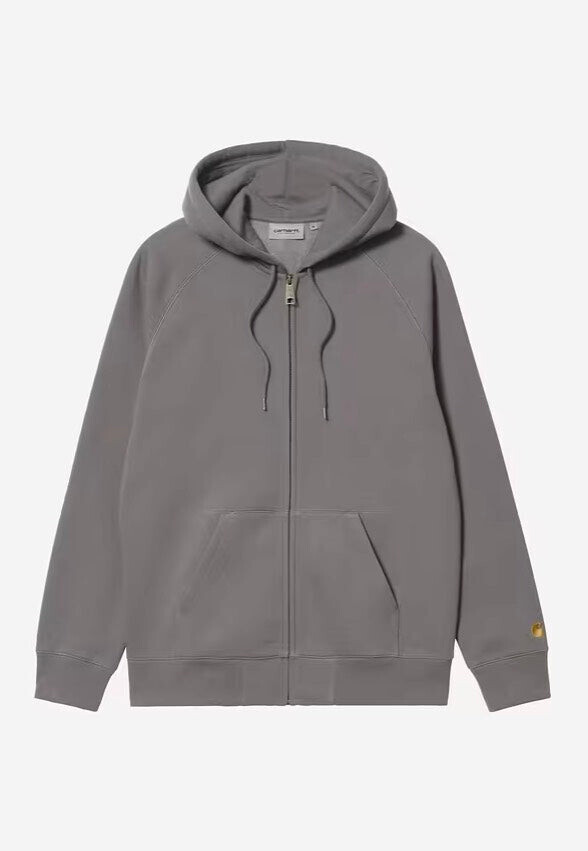 Carhartt WIP - Hooded Chase Porphyry/Gold - Zipper - grey - L - 59% Cotton, 41% Polyester,Sweat