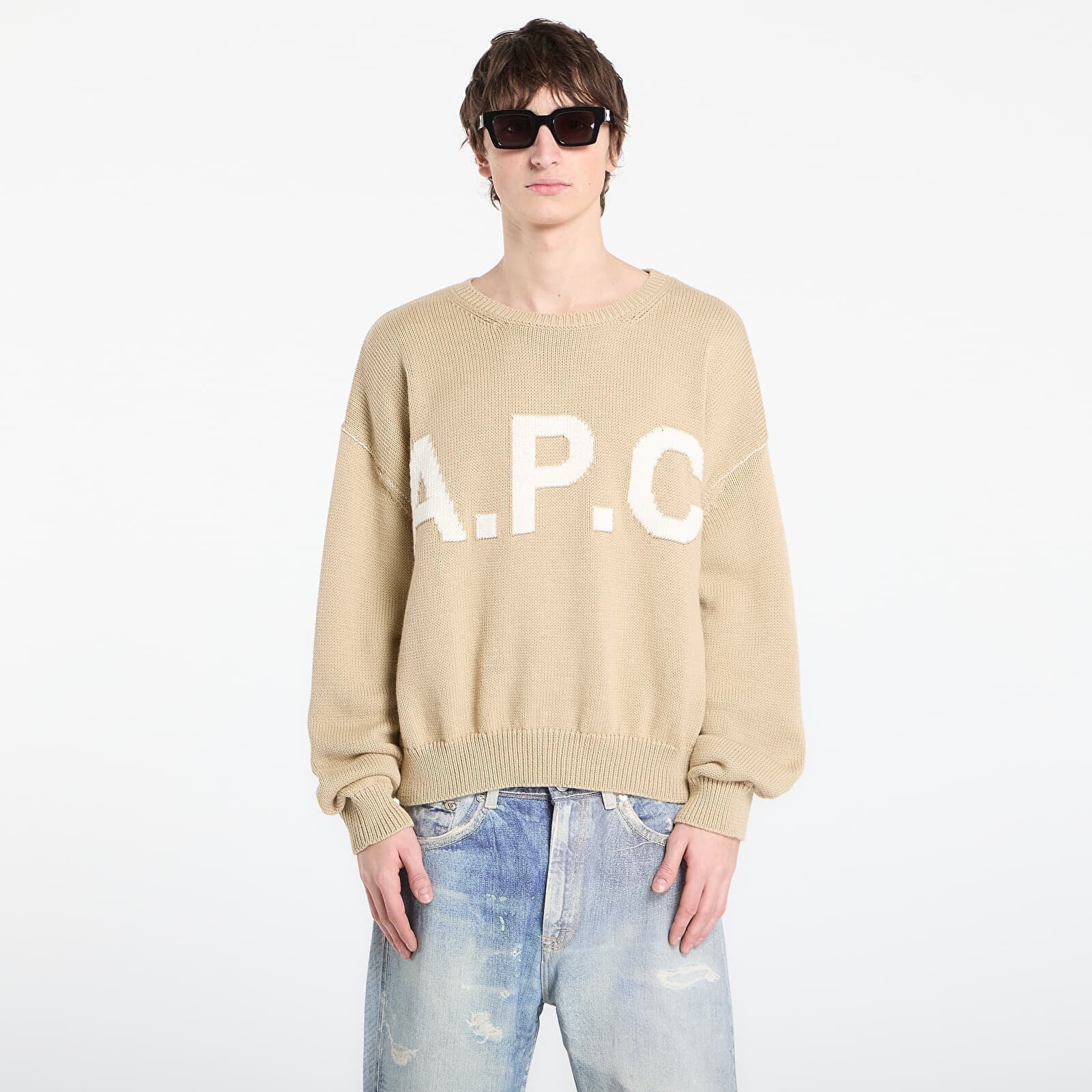 Sweater A.P.C. Logo Jumper UNISEX Beige XL