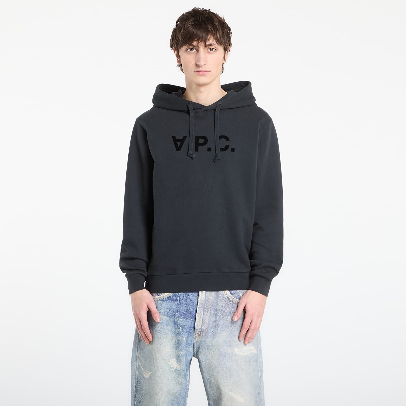Sweatshirt A.P.C. Standard Hoodie With Large Vpc UNISEX Faded Indigo/ Ecru L