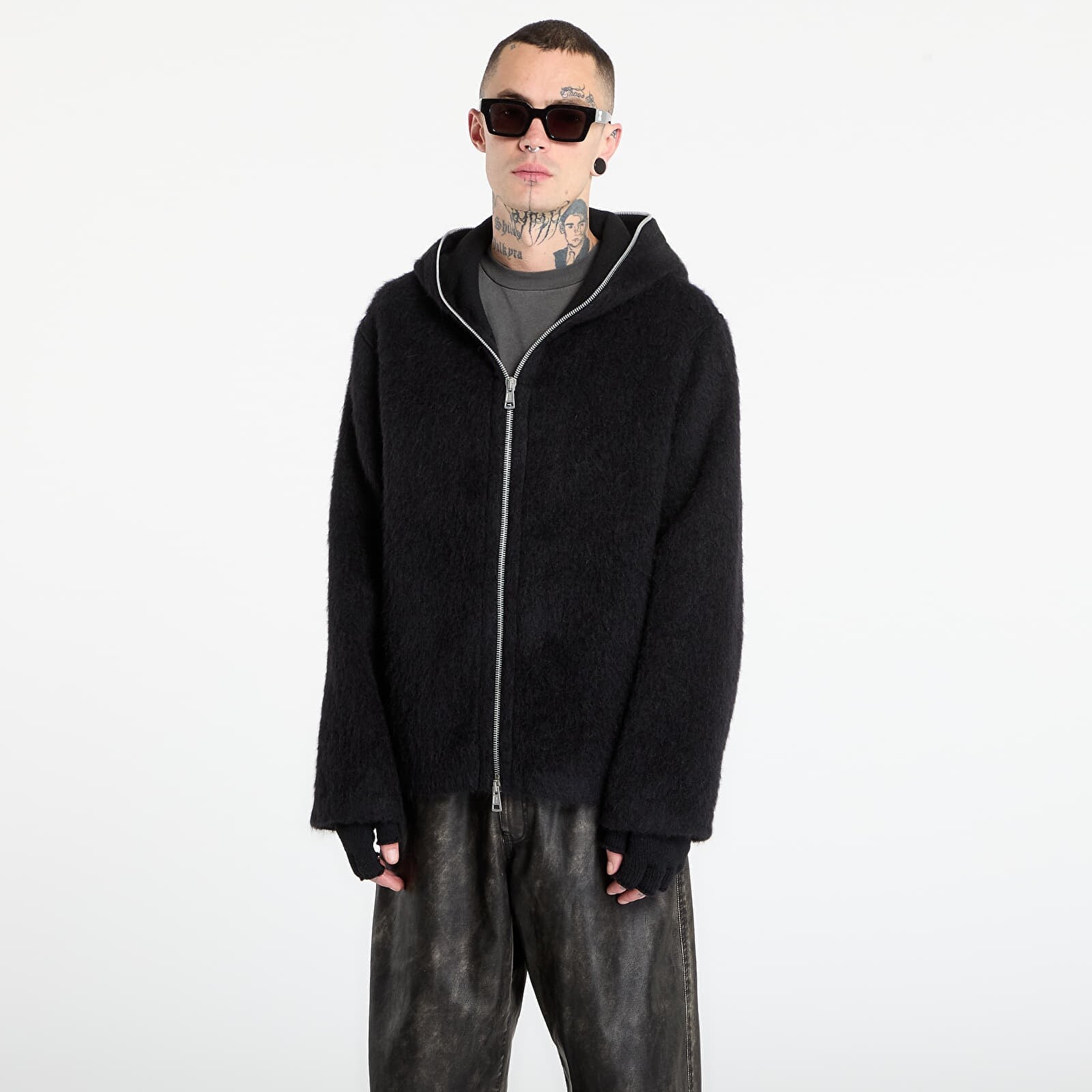 Sweatshirt OUR LEGACY Full Zip Hood Black Hairy Wool 54
