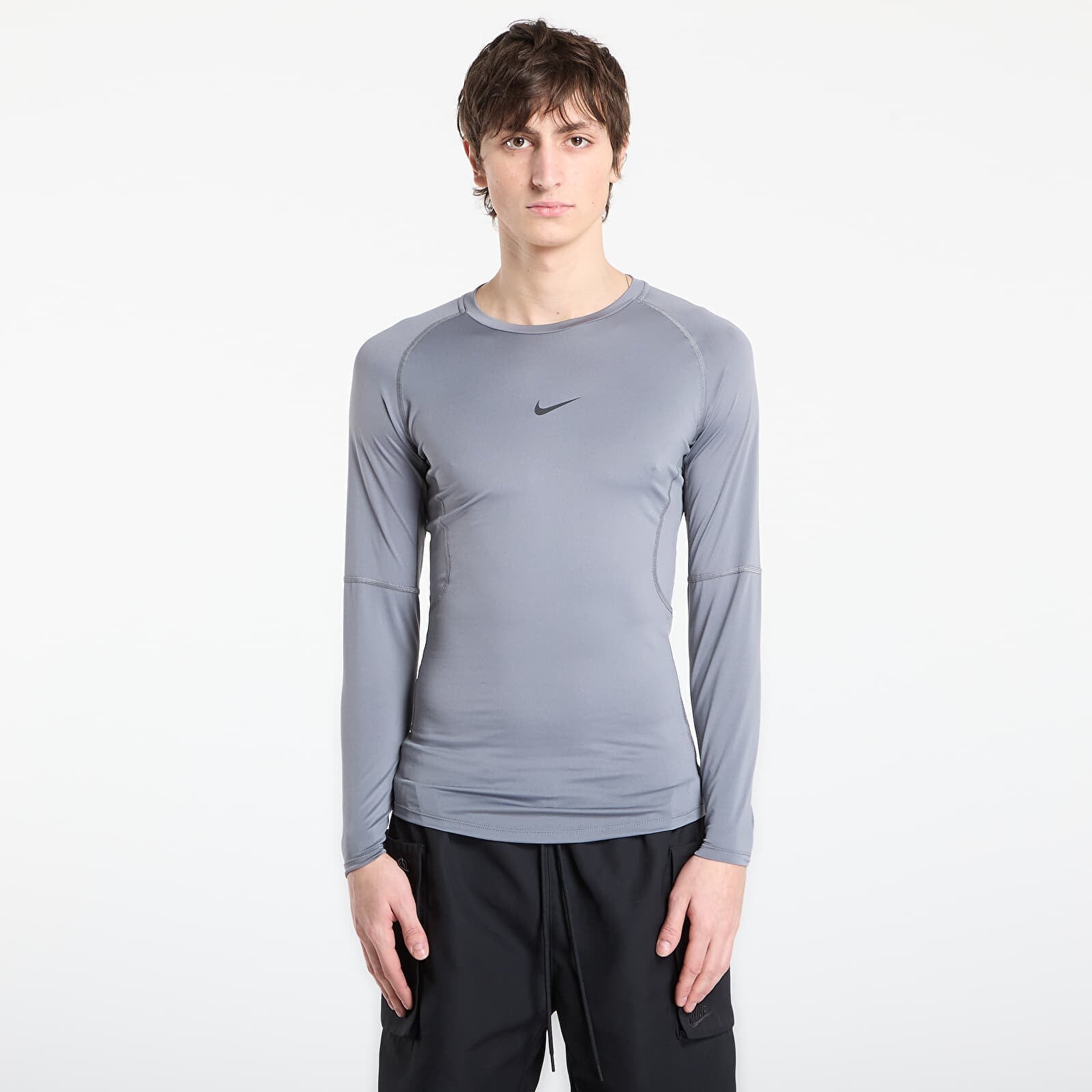T-shirt Nike Pro Men's Dri-FIT Tight Long-Sleeve Fitness Top Smoke Grey/ Black S