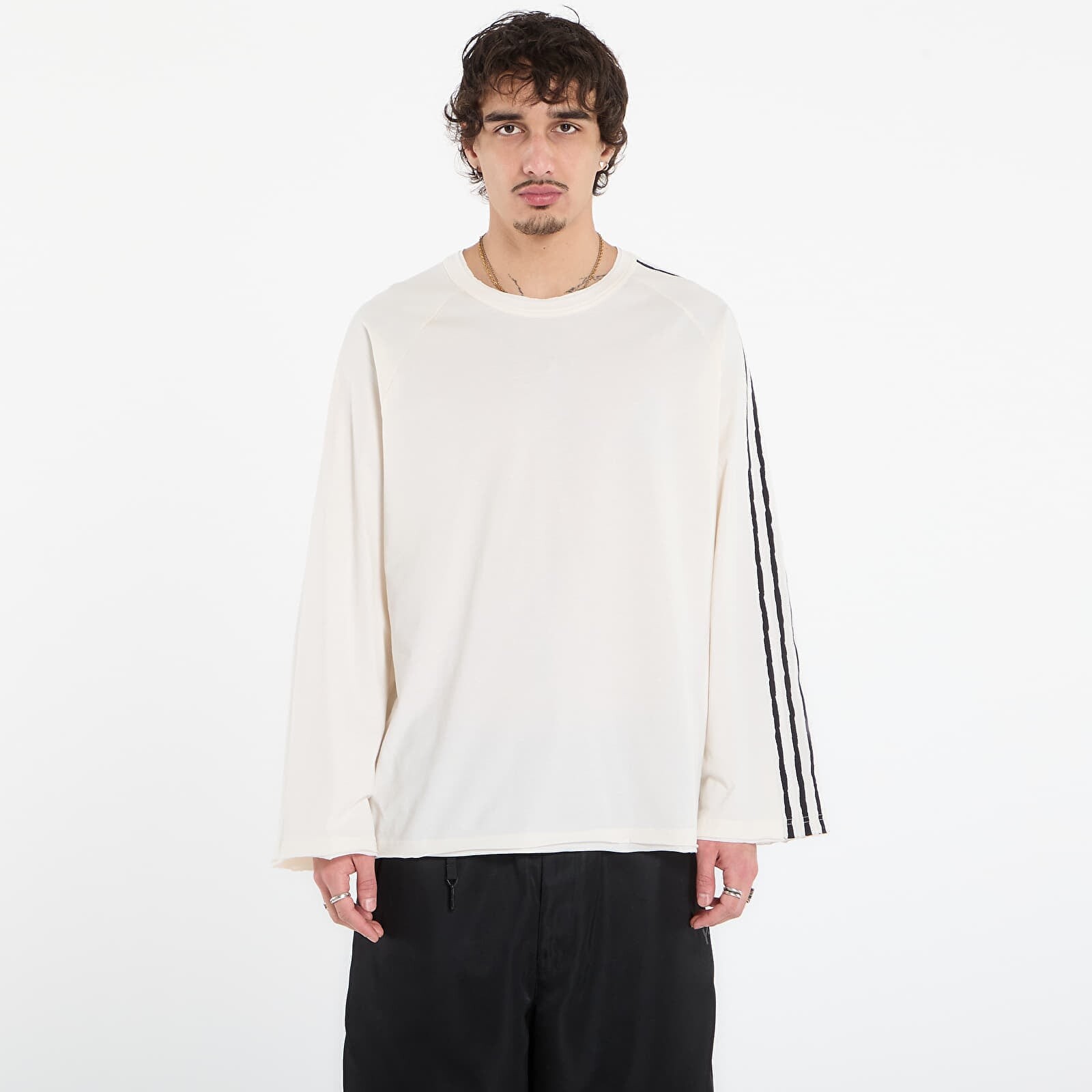 T-shirt Y-3 Raw Edge 3 Stripes Long Sleeve Long-Sleeve Top Chalk White XL