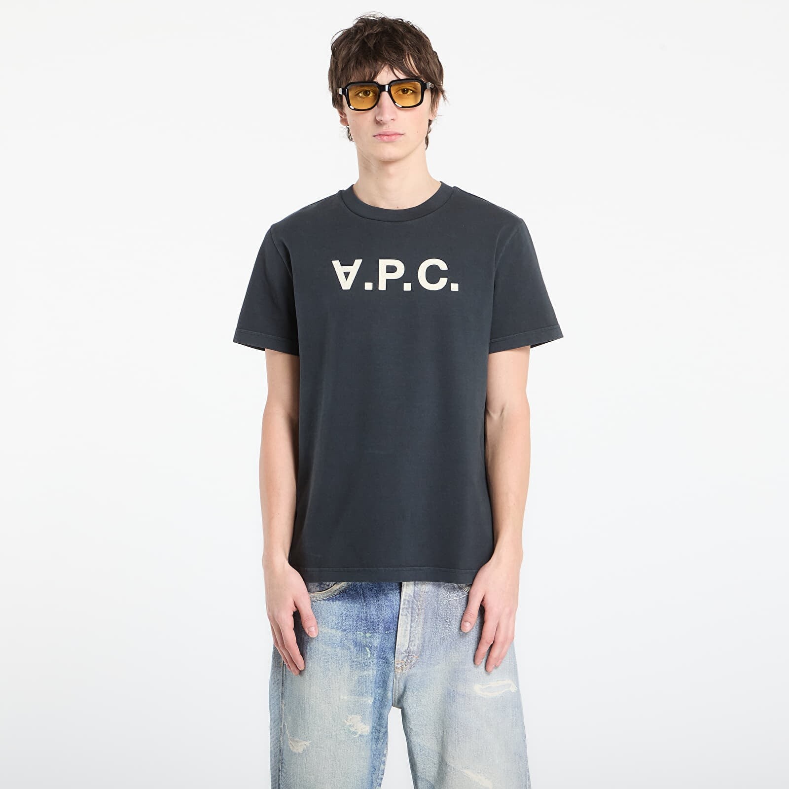 T-shirt A.P.C. Standard Brodé Rayé T-Shirt UNISEX Faded Indigo/ Ecru XXL