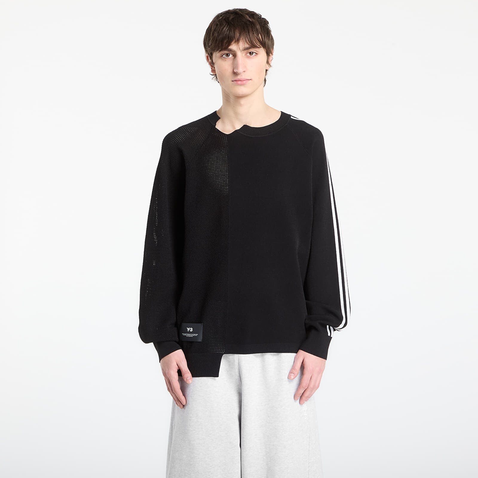 Sweatshirt Y-3 Raw Edge 3 Stripes Aop Wide Tracksuit Bottoms Black/ Chalk White M