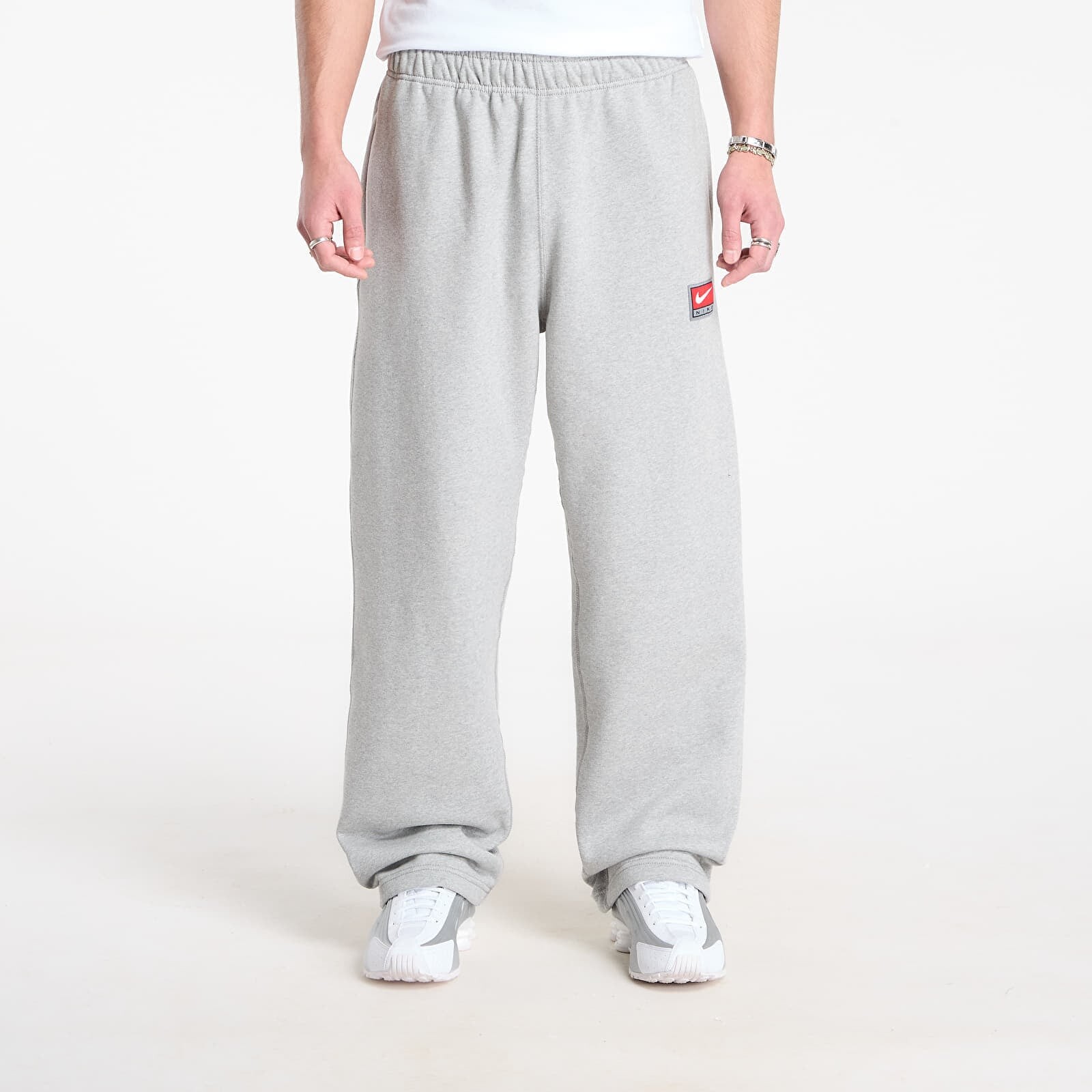 Pants Nike Solo Swoosh Men's Fleece Open-Hem Pants Dk Grey Heather/ White S