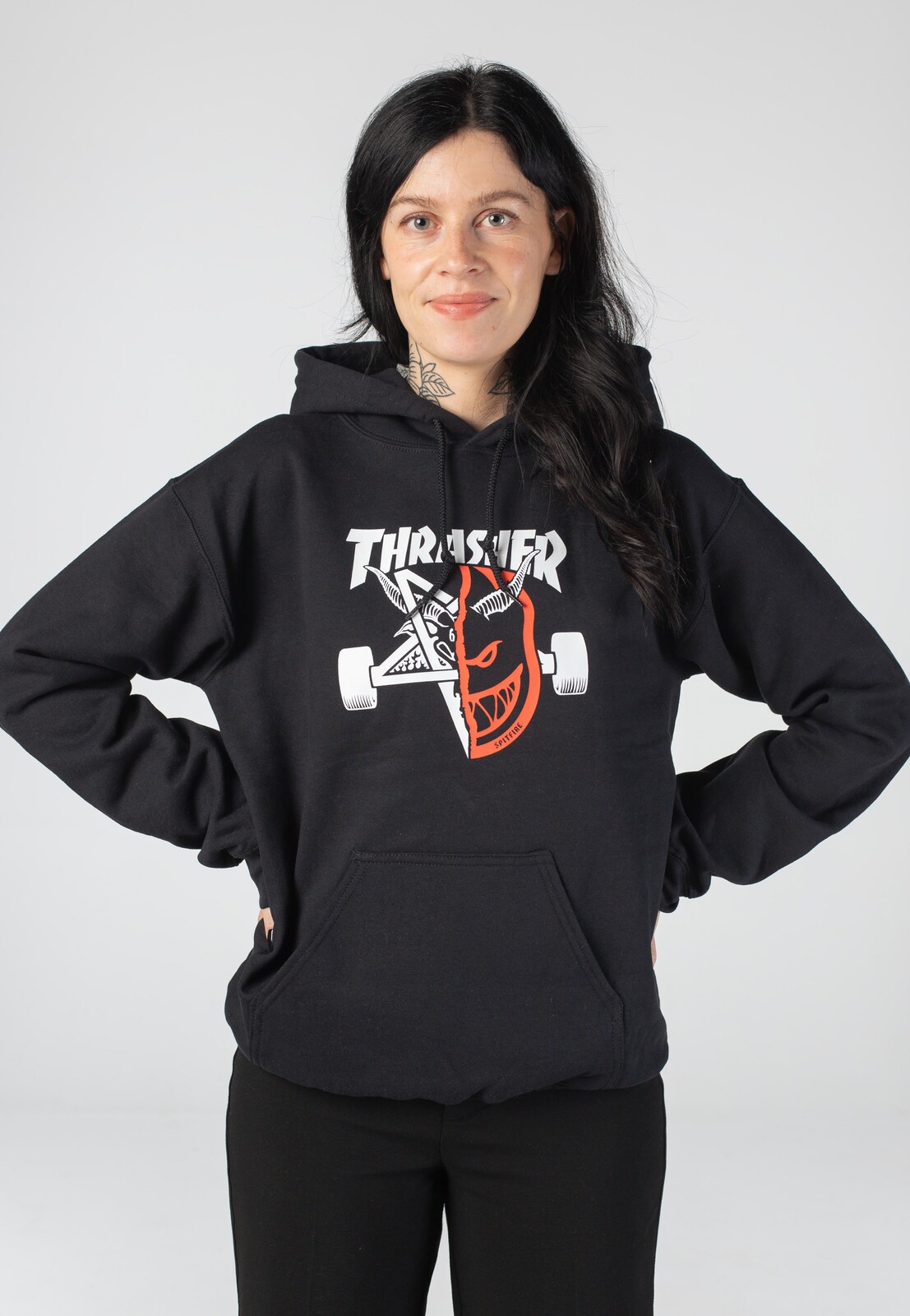 Thrasher x Spitfire - Thrash & Burn Black - Hoodie - black - L - 50% Cotton, 50% Polyester