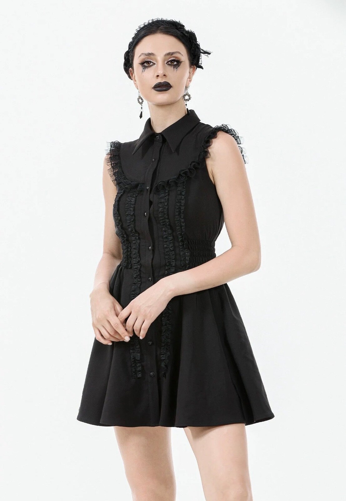 Dark In Love - Dolly Sleeveless Button-Front Mini - Dress