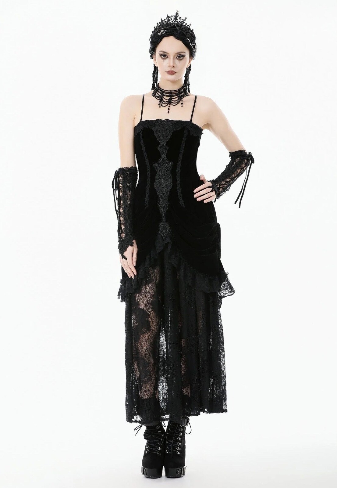 Dark In Love - Gothic Embroidered Bustier - Dress