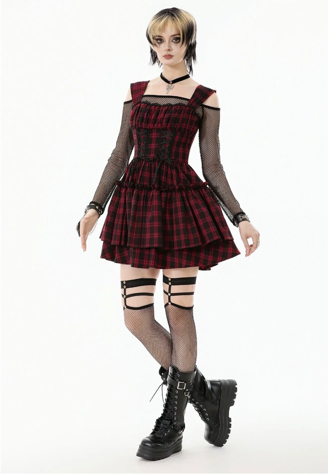 Dark In Love - Christmas Plaid Layered Cake - Dress