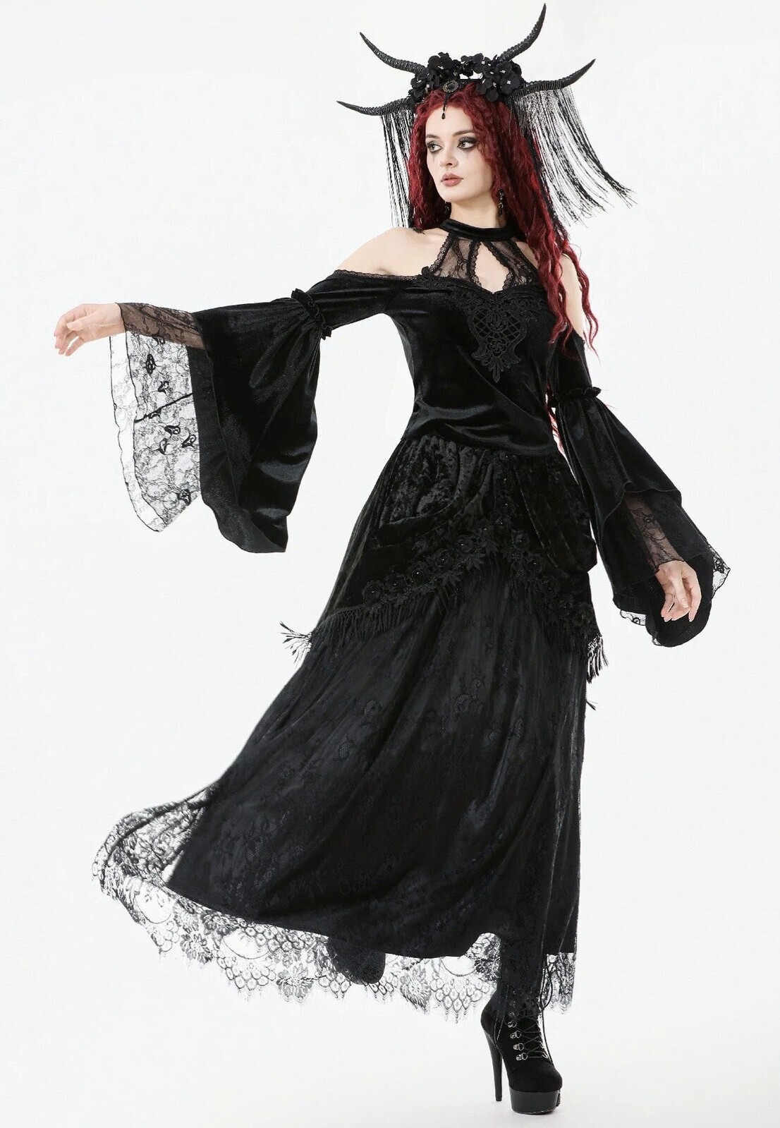Dark In Love - Gothic Court Floral Tassel - Skirt