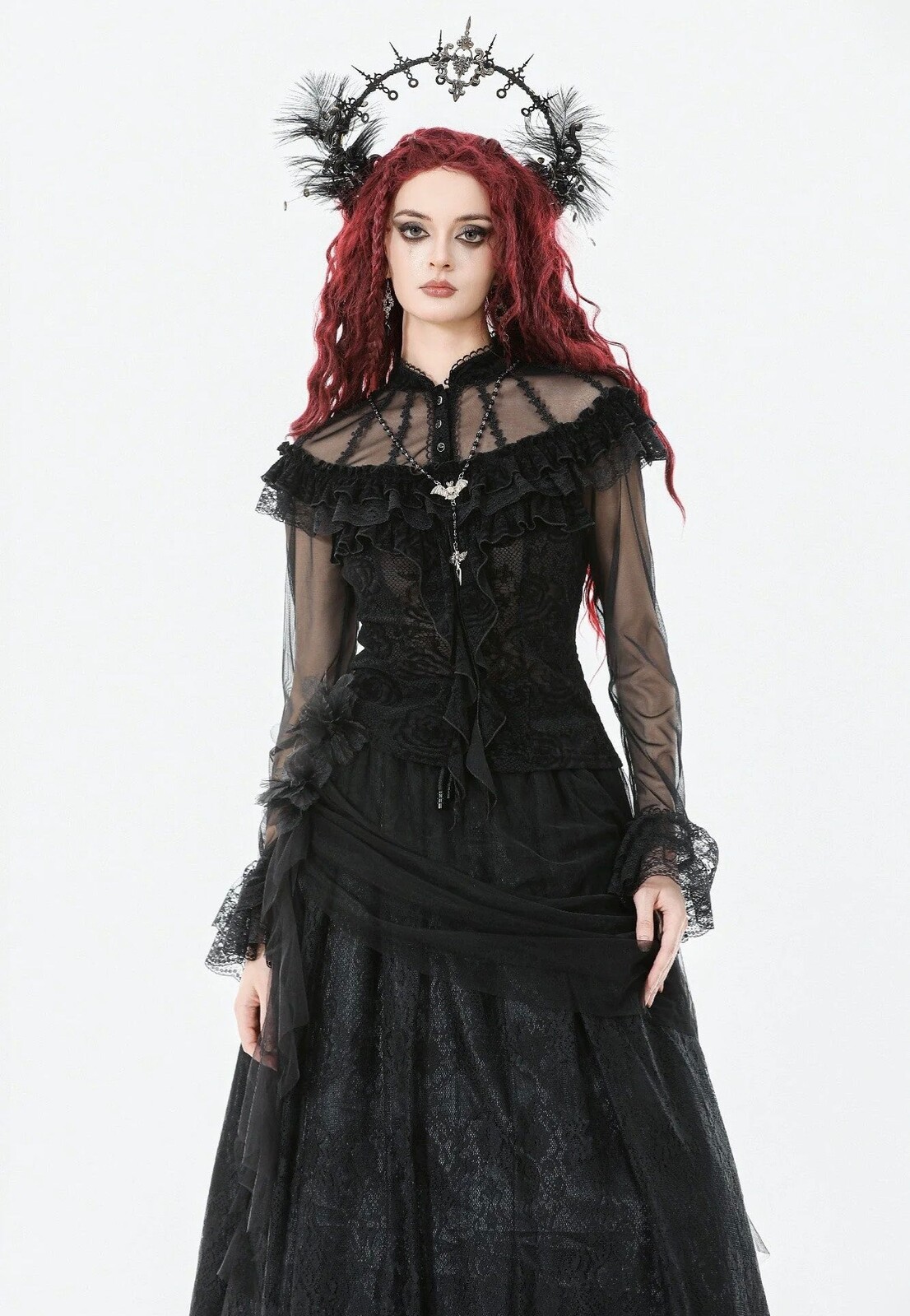 Dark In Love - Gothic Rose Sheer Court - Top