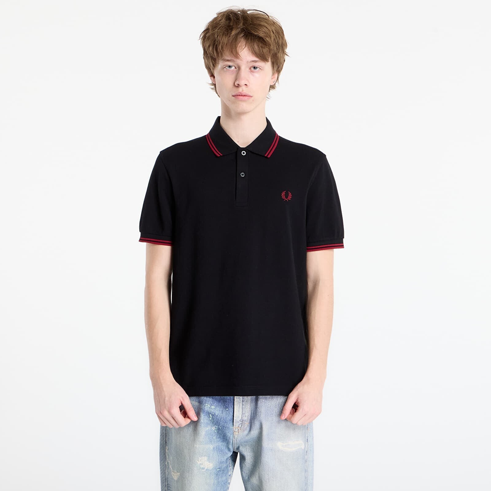 T-shirt FRED PERRY Twin Tipped Fred Perry Shirt Black/ Burnt Red L