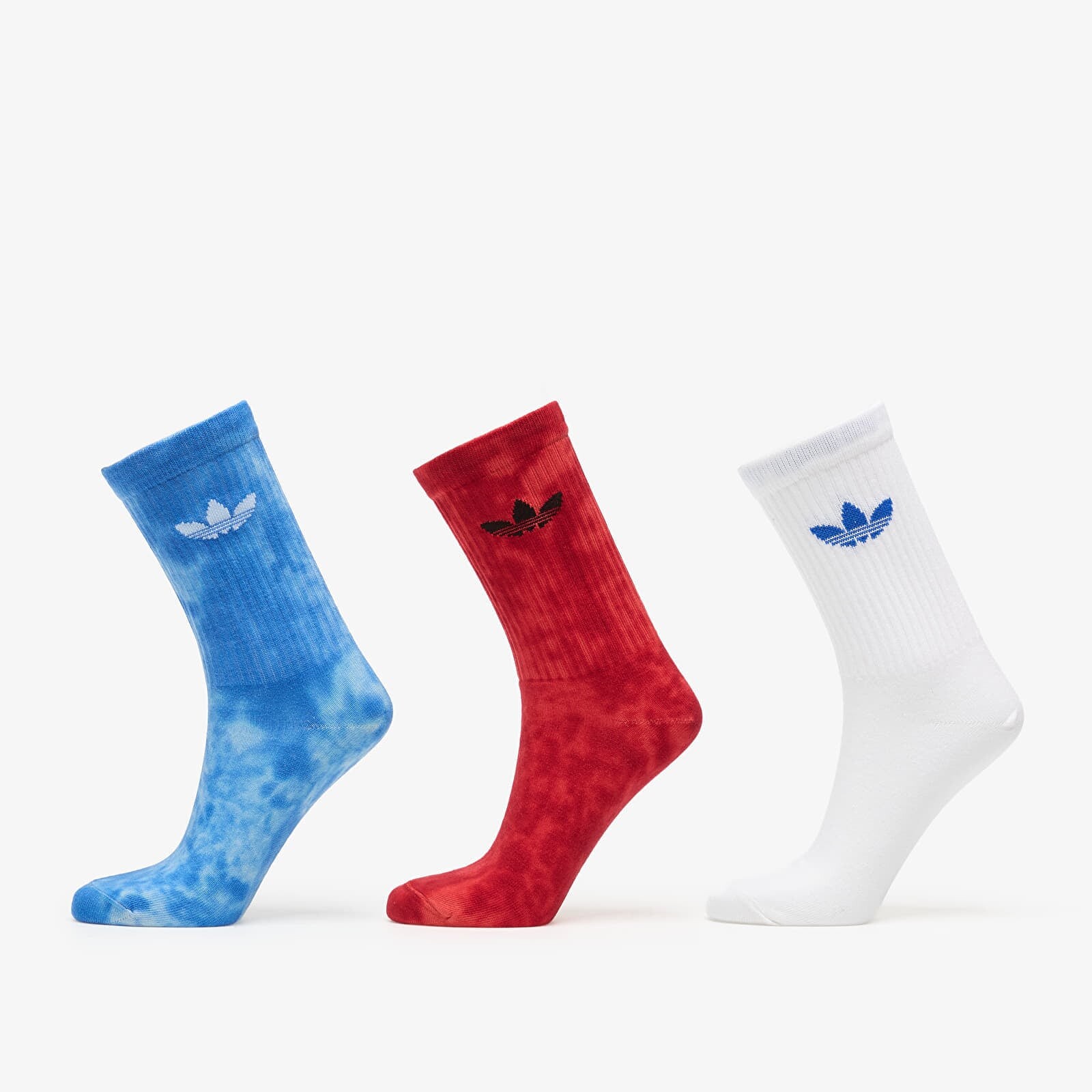 adidas Tie Dye Crew Socks 3-Pack Crsk/ Lucid Red/ White/ Clblue L