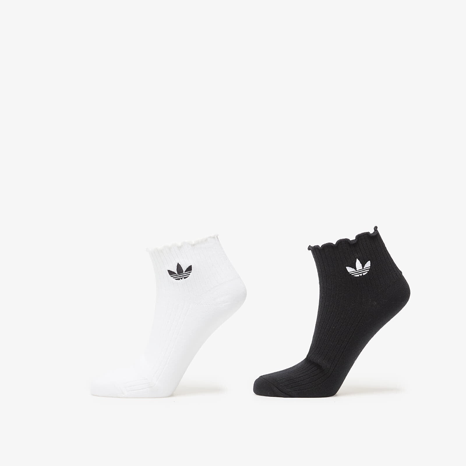 adidas Ruffle 1/4 Sock 2-Pack White/ Black S