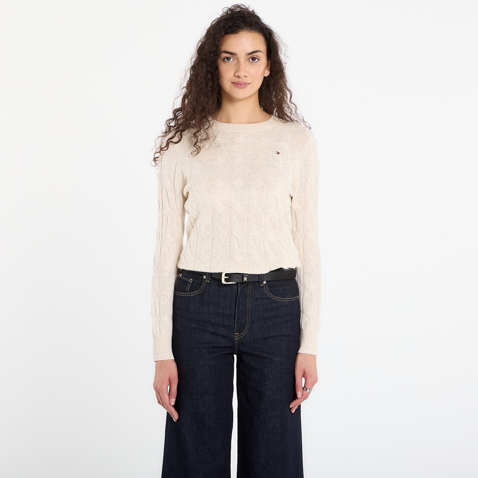 Sweater Tommy Hilfiger Soft Wool Cable C-Neckk Ls Sweater Heather Oatmilk L