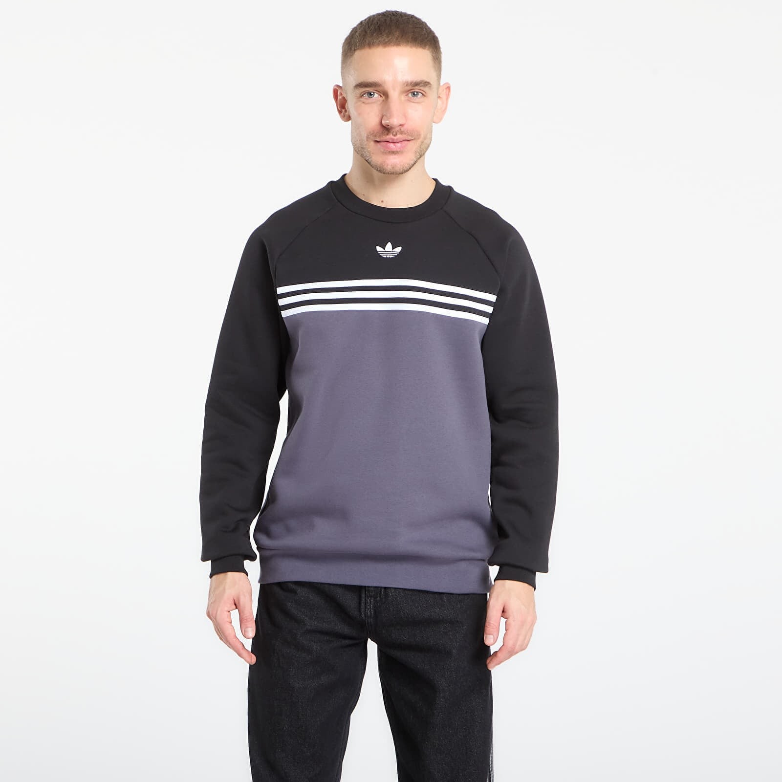Sweatshirt adidas Chest Stripes Crewneck Sweatshirt Aurora Onix/ White L