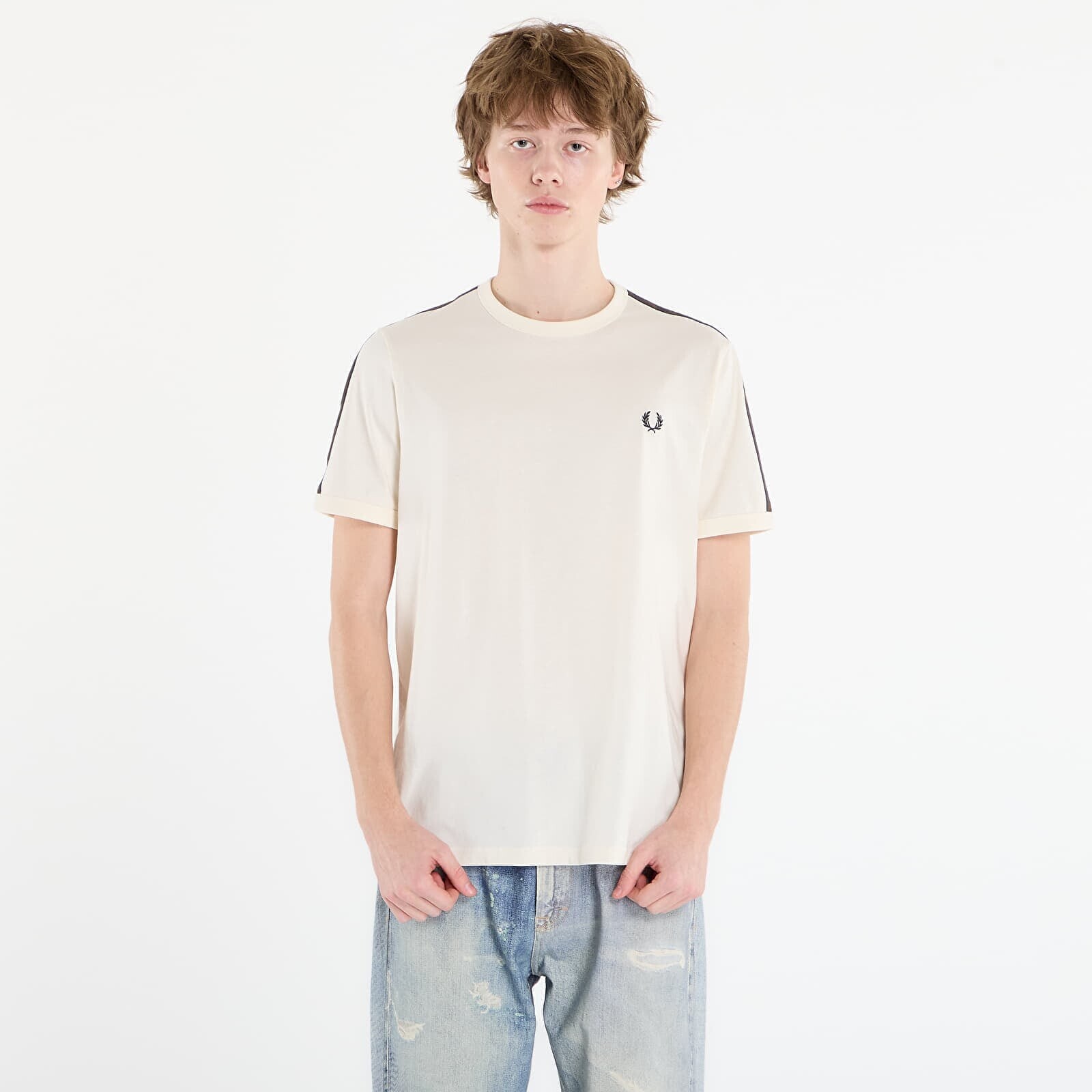 T-shirt FRED PERRY Contrast Tape Ringer T-Shirt Ecru/ Burntobacco S