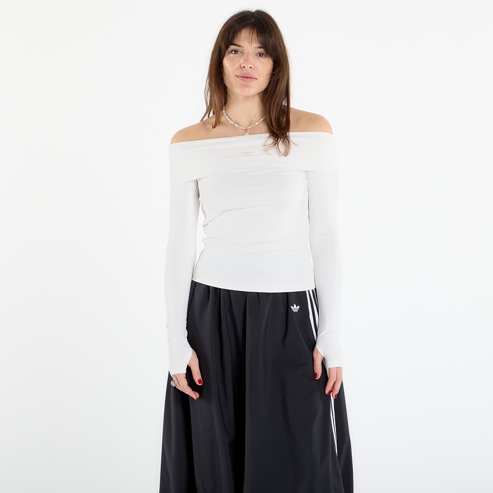Top adidas Off-shoulder Long-Sleeve Top Cloud White S