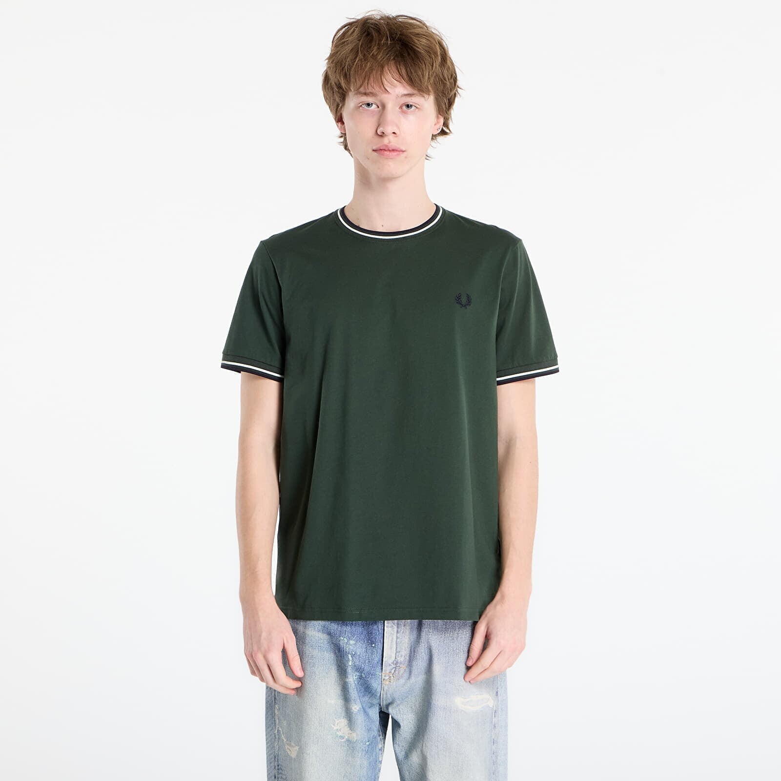 T-shirt FRED PERRY Twin Tipped T-Shirt Court Green/ Snow White/ Navy M