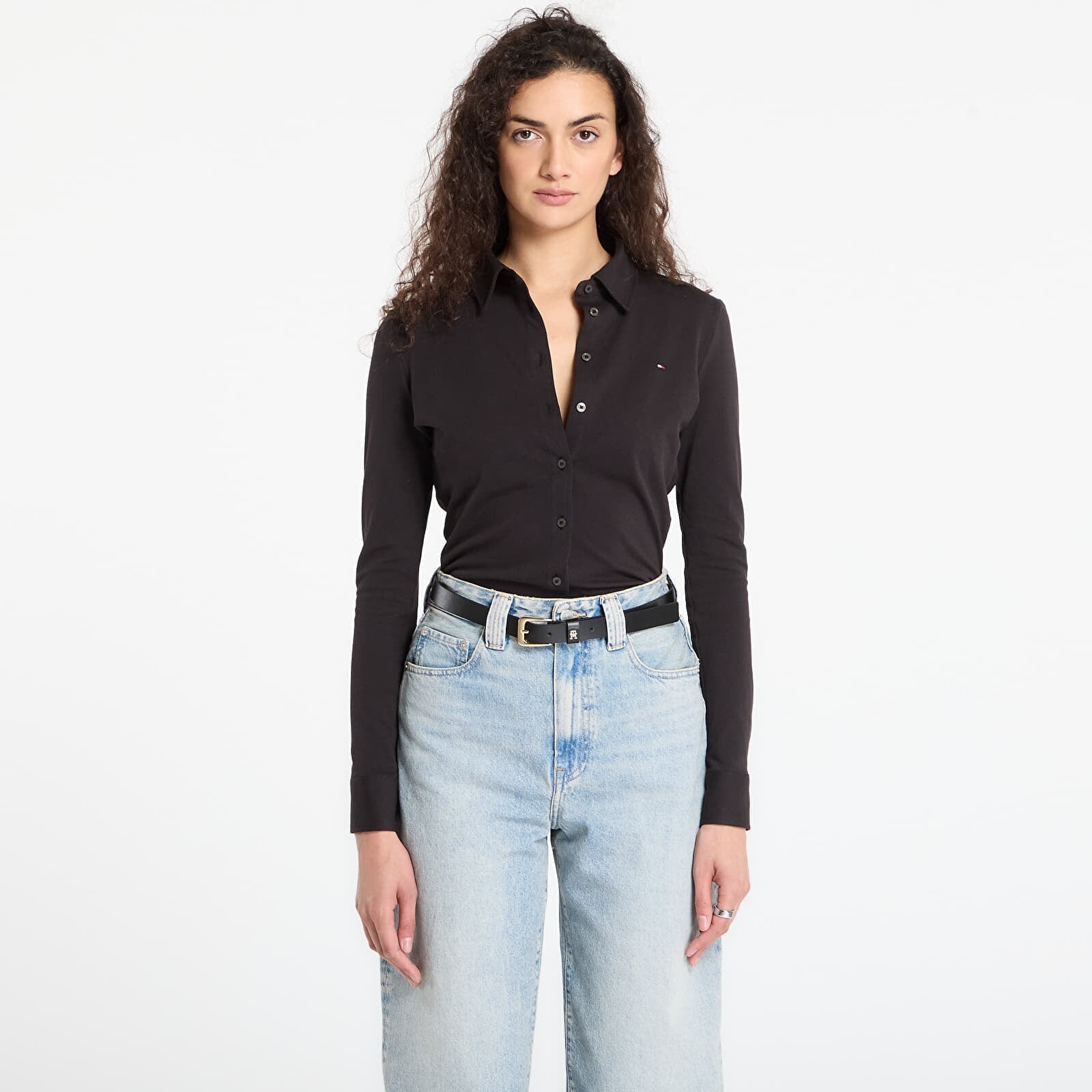 T-shirt Tommy Hilfiger 1985 Slim Pique Btn Down Ls Black XL