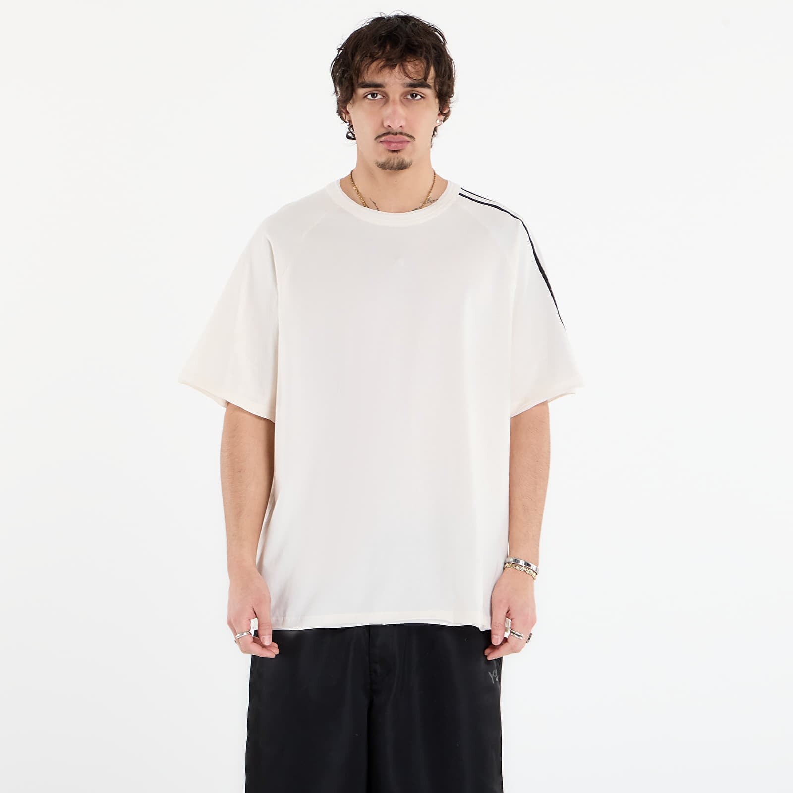 T-shirt Y-3 Raw Edge 3 Stripes Short Sleeve T-Shirt Chalk White M