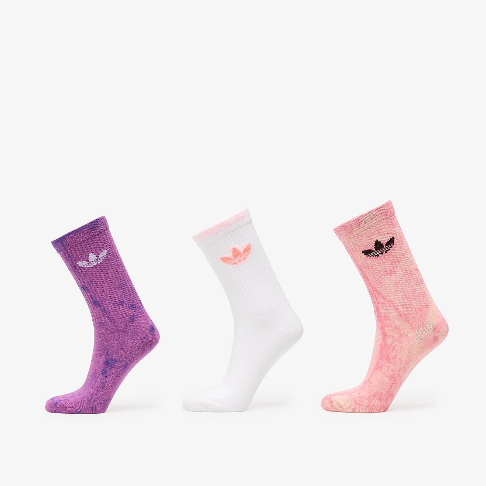 adidas Tie Dye Crew Socks 3-Pack Blush Pink/ Purrus/ White S