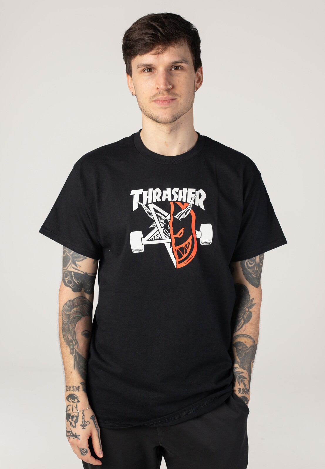 Thrasher x Spitfire - Thrash & Burn Black - T-Shirt - black - L - 100% Cotton