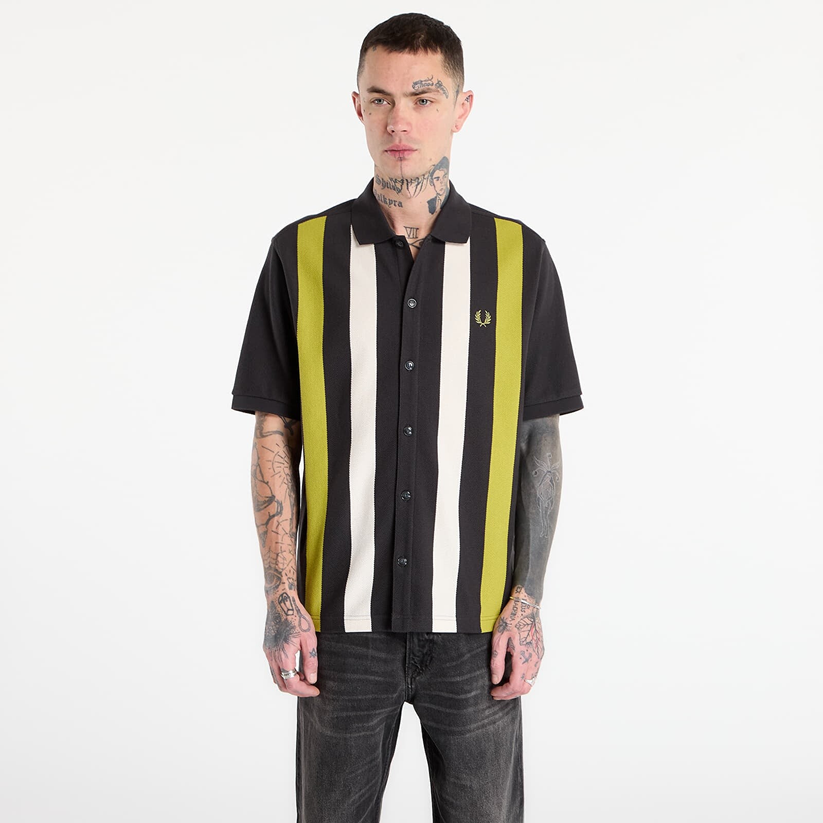 T-shirt FRED PERRY Vertical Stripe Polo Shirt Anchor Grey L