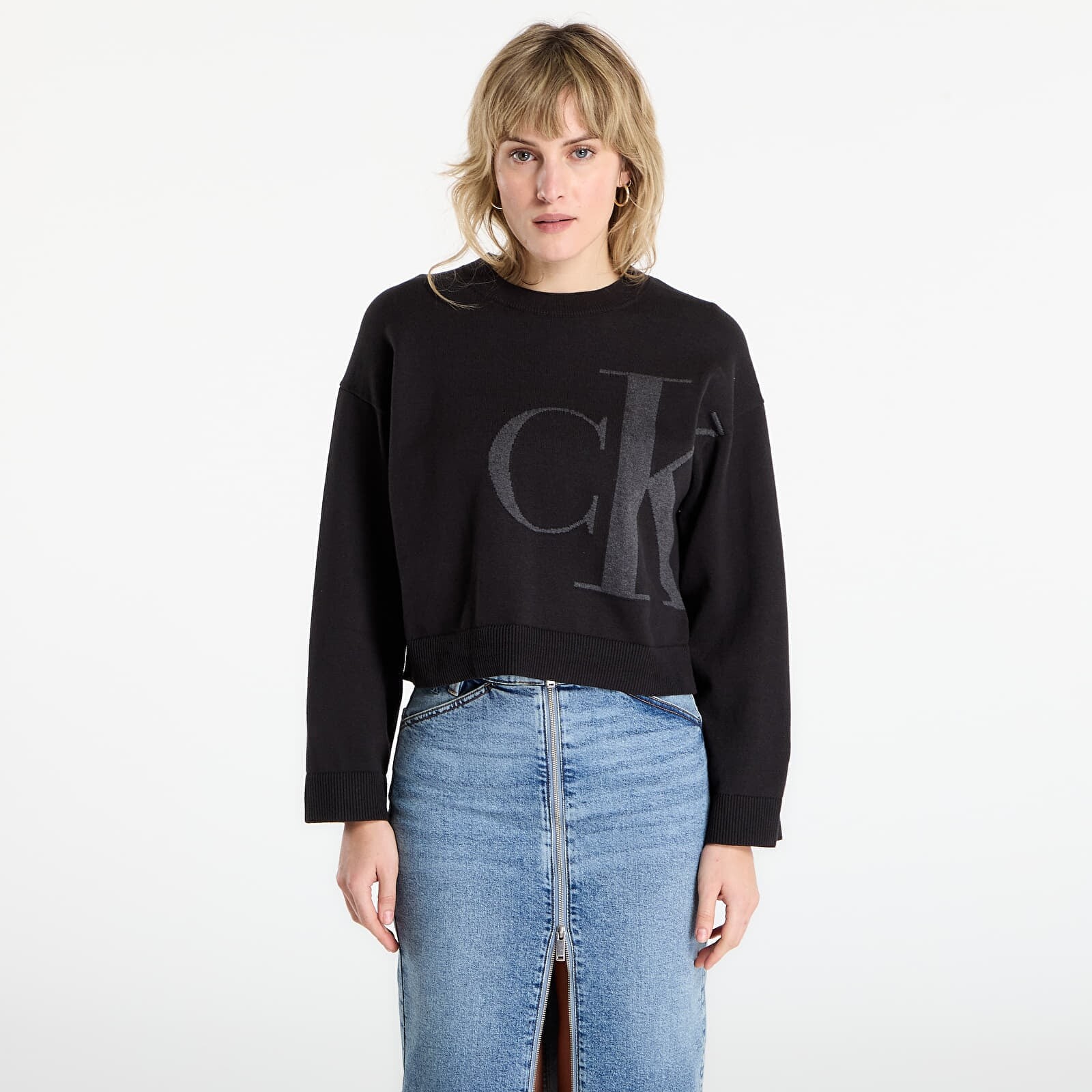 Sweater Calvin Klein Jeans Long Sleeve Smooth Sweater Black XS